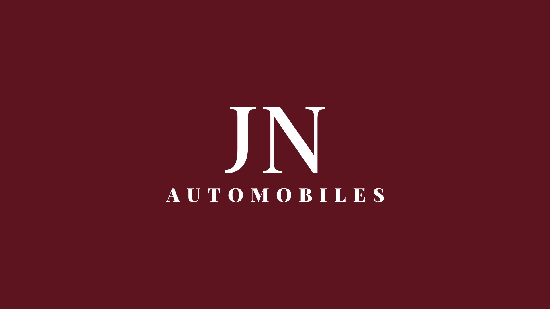 Logo JN Automobiles en blanc sur fond bordeaux