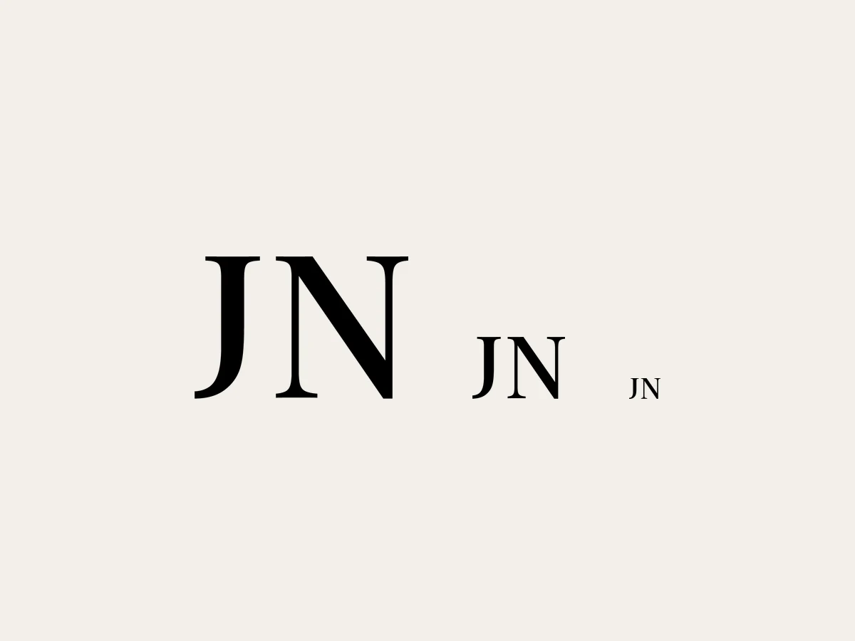L'icône JN déclinée à trois tailles, de l'enseigne au favicon